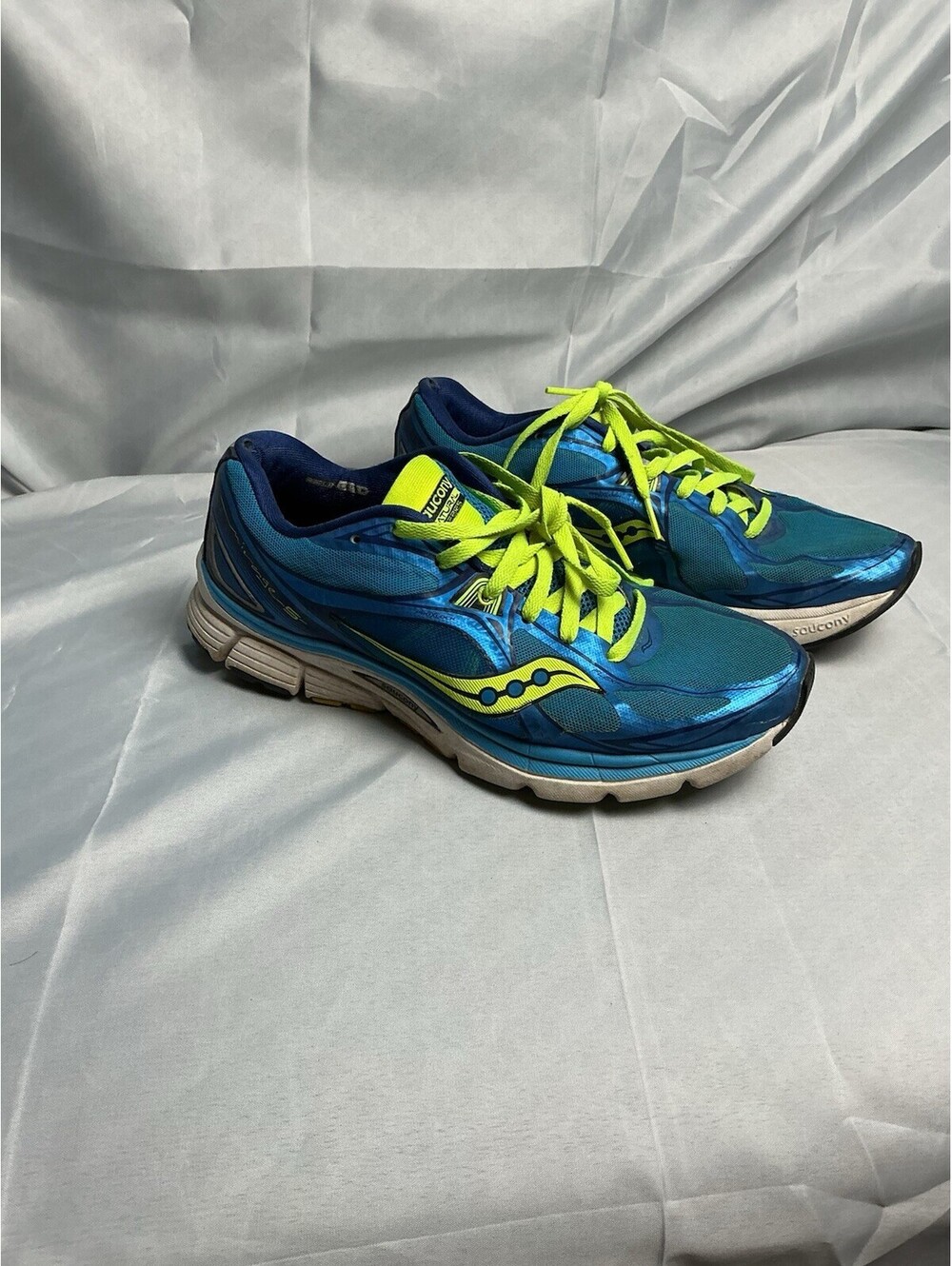 Saucony Men's Running Shoes Blue with Neon Yellow Laces Size